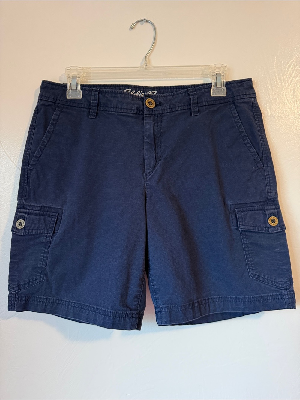 Women’s Eddie Bauer Cotton Cargo Shorts Navy 7” Inseam Size 6